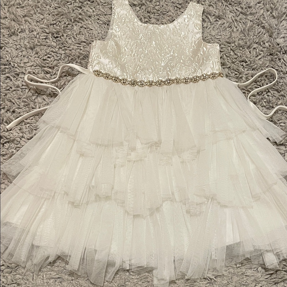 American Princess Elegant Cream Satin & Tulle Dress, Size 6X